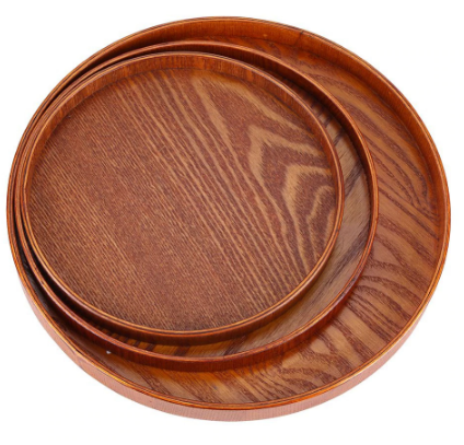 Round Natural Wood Serving Tray